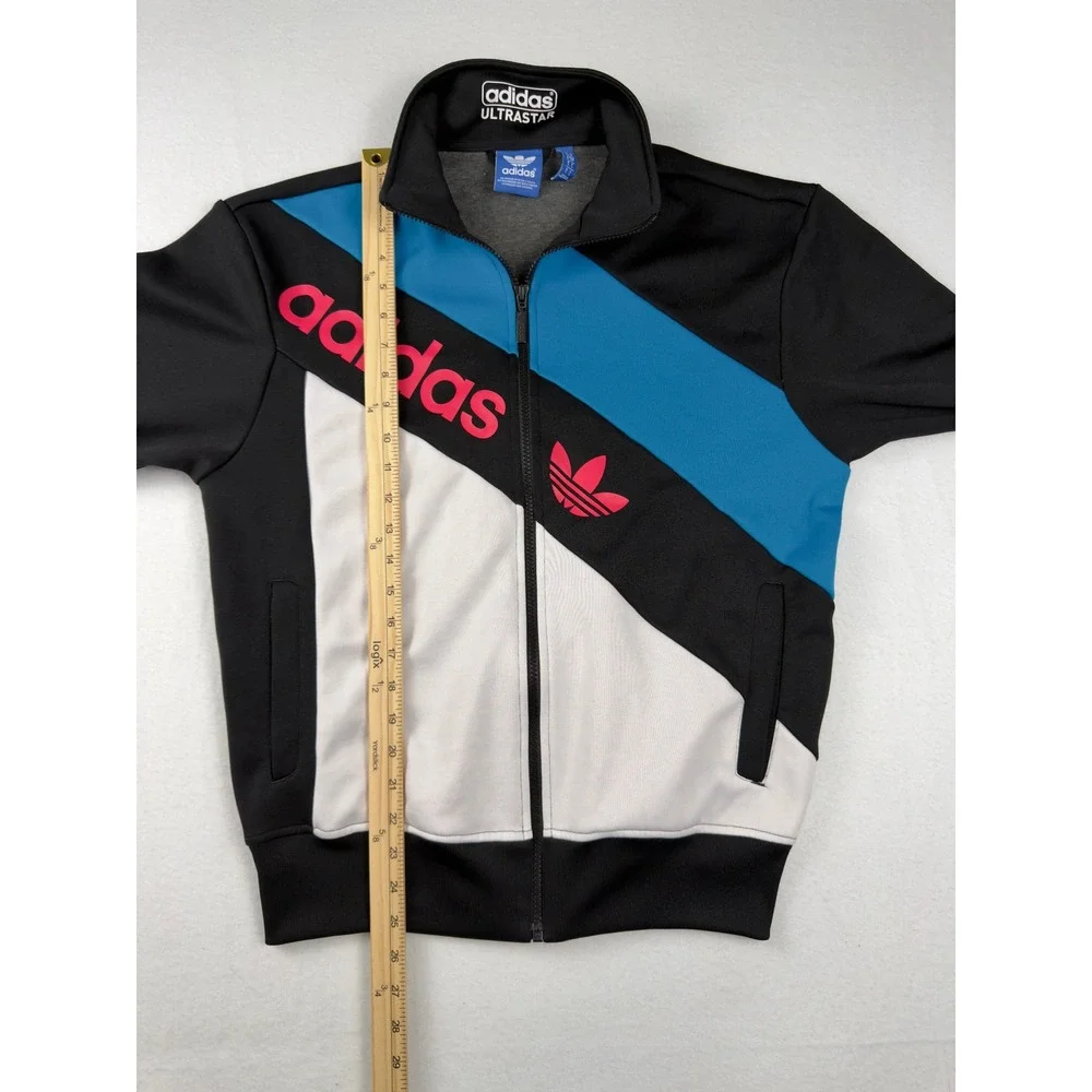 Adidas Ultrastar Track Jacket Mens Small Black Blue Pink Colorblock Full Zip